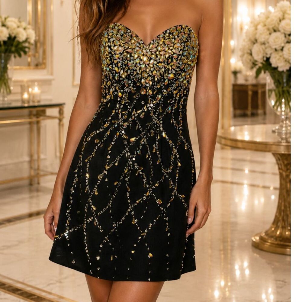 Disney Forever Enchanted Strapless Beaded Cocktail Dress | Size 2